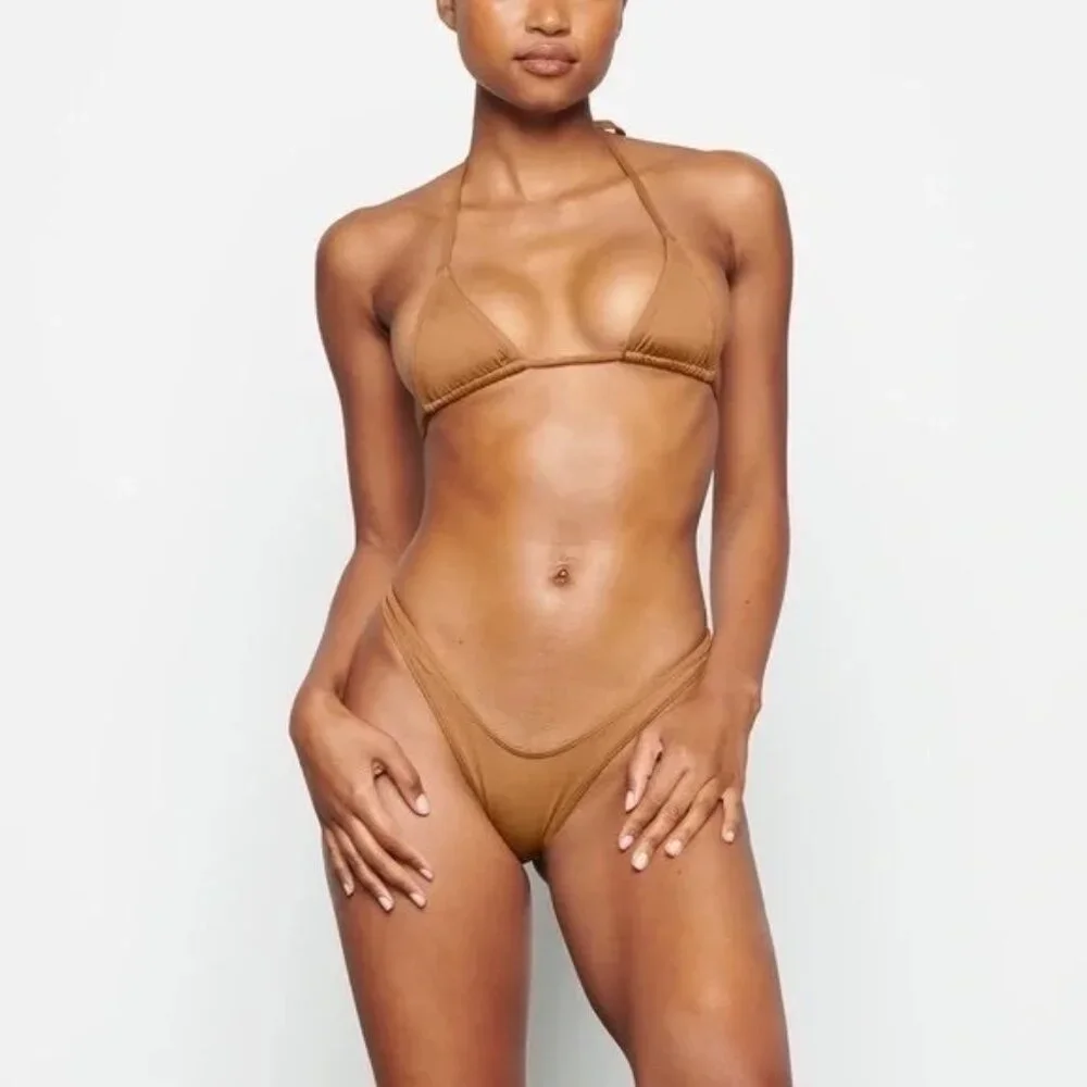 SKIMS Swim Micro Triangle‎ Top Almond Womens 4X